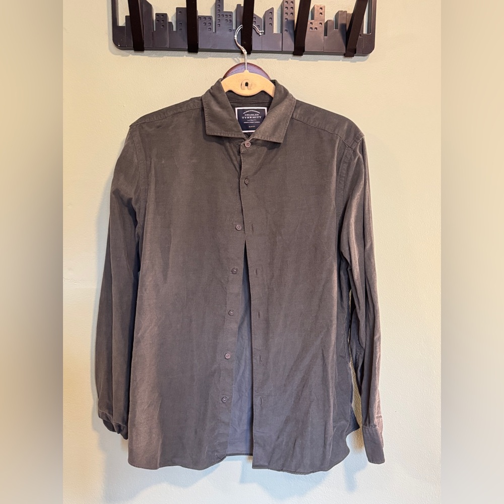 Charles Tyrwhitt Fine Wale Corduroy Shirt with Spread Collar